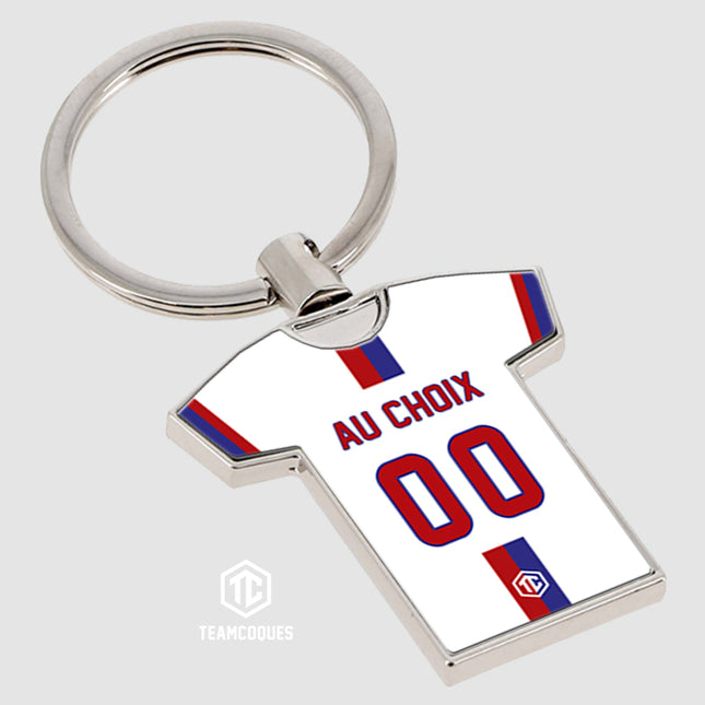 Porte-clés métal maillot foot LYON OL n°2 personnalisable - TEAMCOQUES