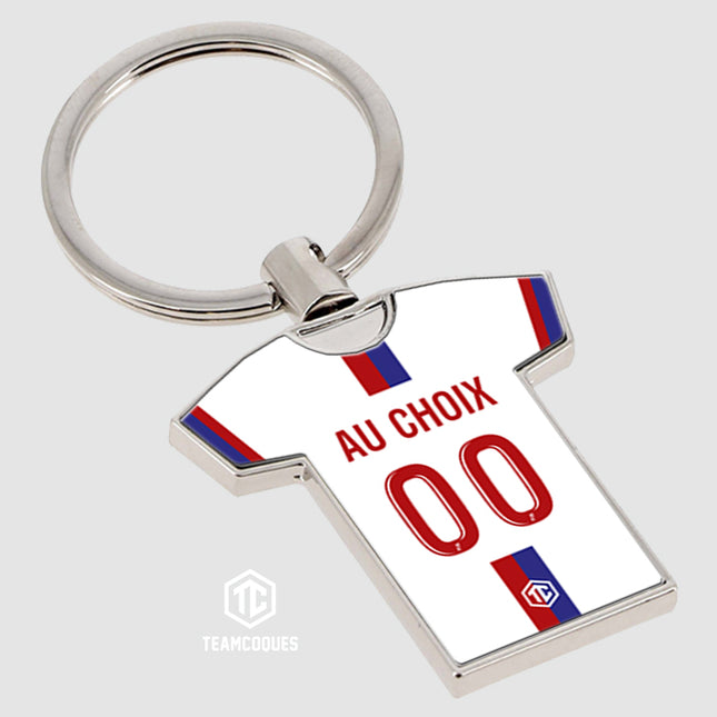 Porte-clés métal maillot foot LYON OL n°2 personnalisable - TEAMCOQUES