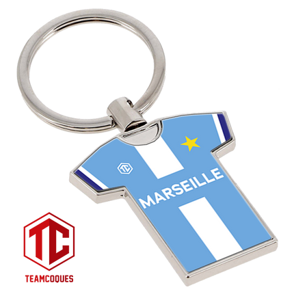 Porte-clés métal maillot foot MARSEILLE OM EXTERIEUR n°1 - TEAMCOQUES