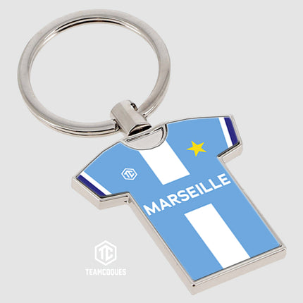 Porte-clés métal maillot foot MARSEILLE OM EXTERIEUR n°1 - TEAMCOQUES