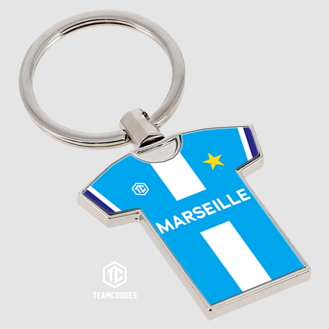 Porte-clés métal maillot foot MARSEILLE OM EXTERIEUR n°1 - TEAMCOQUES
