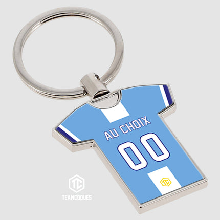 Porte-clés métal maillot foot MARSEILLE OM EXTERIEUR n°2 personnalisable - TEAMCOQUES