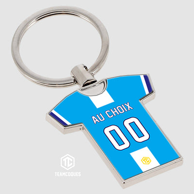 Porte-clés métal maillot foot MARSEILLE OM EXTERIEUR n°2 personnalisable - TEAMCOQUES
