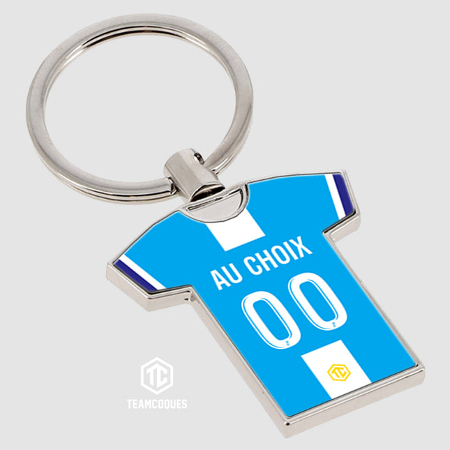 Porte-clés métal maillot foot MARSEILLE OM EXTERIEUR n°2 personnalisable - TEAMCOQUES