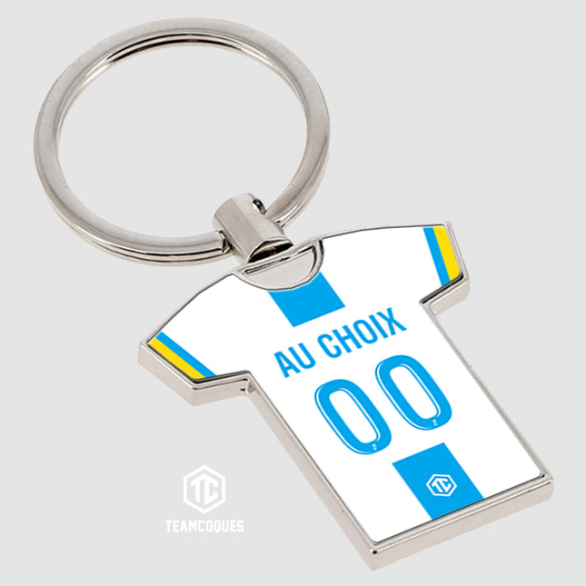 Porte-clés métal maillot foot MARSEILLE OM n°2 personnalisable - TEAMCOQUES