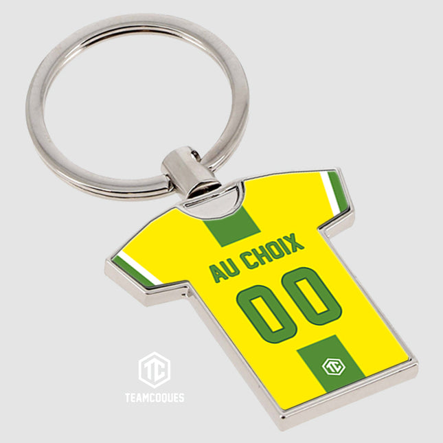 Porte-clés métal maillot foot NANTES n°2 personnalisable - TEAMCOQUES