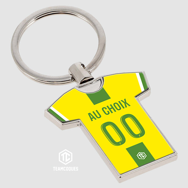 Porte-clés métal maillot foot NANTES n°2 personnalisable - TEAMCOQUES