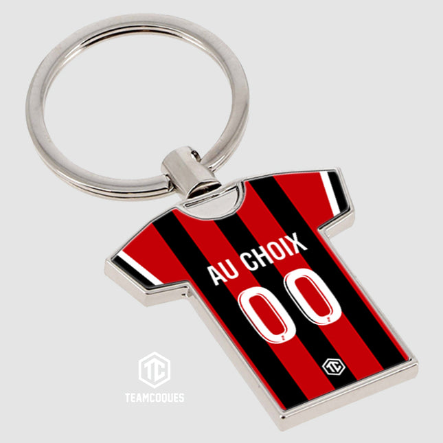 Porte-clés métal maillot foot NICE OGC n°2 personnalisable - TEAMCOQUES