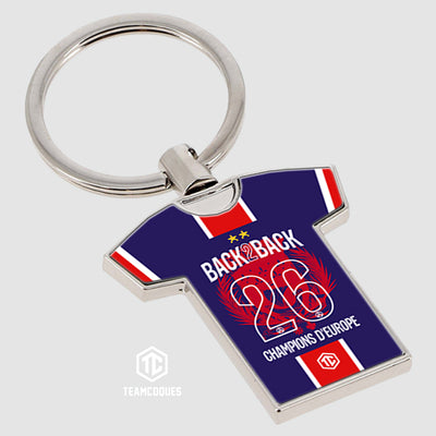 Porte-clés métal maillot foot PARIS SG COLLECTOR 2026 - CHAMPIONS D'EUROPE - MAILLOT 2 ÉTOILES - CHAMPIONS LEAGUE BACK TO BACK BACK2BACK - TEAMCOQUES