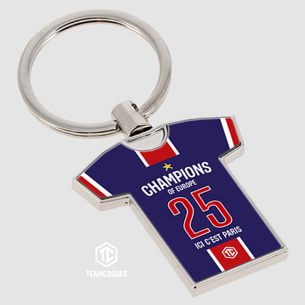 Porte-clés métal maillot foot PARIS SG PSG COLLECTOR CHAMPIONS D'EUROPE CHAMPIONS LEAGUE 2025 - TEAMCOQUES