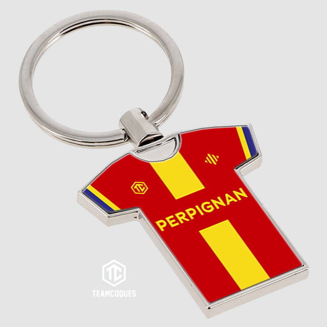 Porte-clés métal maillot rugby PERPIGNAN n°1 - TEAMCOQUES