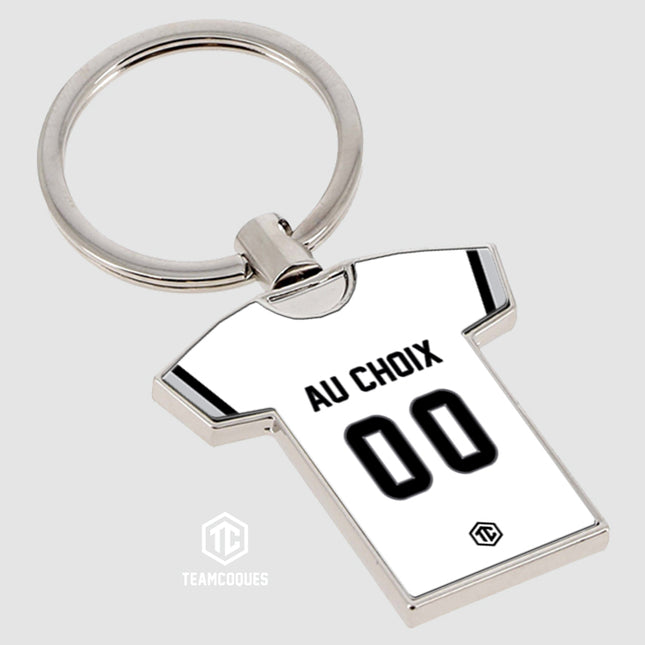 Porte-clés métal maillot foot REAL MADRID n°2 personnalisable - TEAMCOQUES
