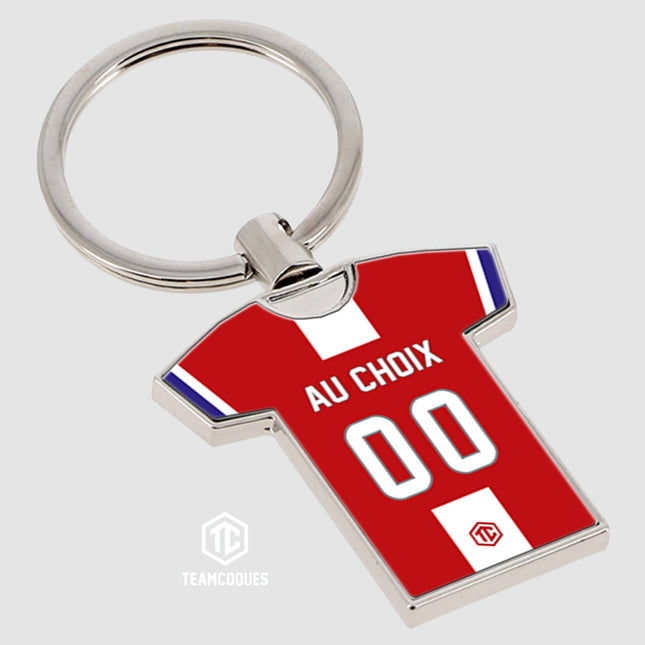 Porte-clés métal maillot foot REIMS STADE n°2 personnalisable - TEAMCOQUES