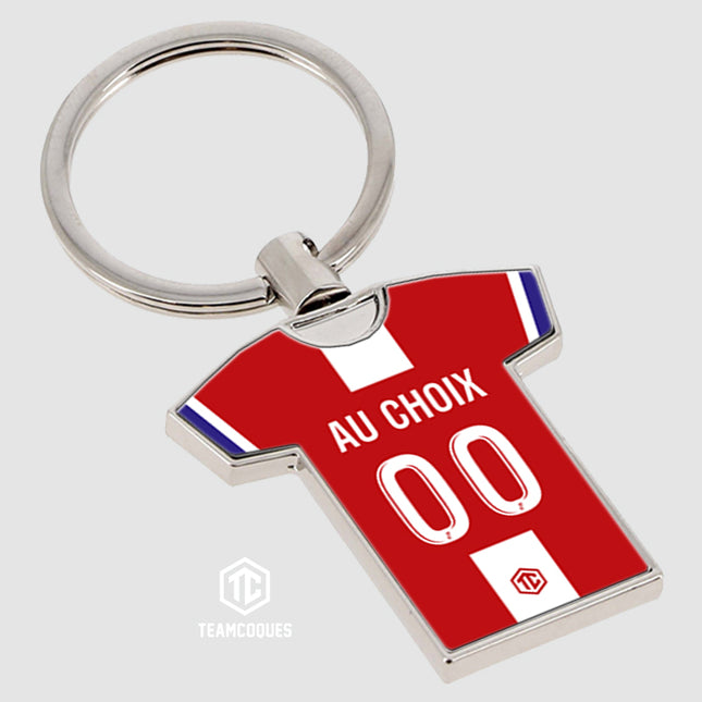 Porte-clés métal maillot foot REIMS STADE n°2 personnalisable - TEAMCOQUES