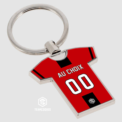 Porte-clés métal maillot foot RENNES n°2 personnalisable - TEAMCOQUES