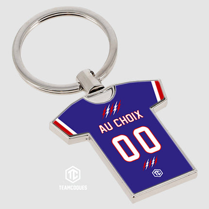 Porte-clés métal maillot rugby SF PARIS bleu n°2 personnalisable - TEAMCOQUES