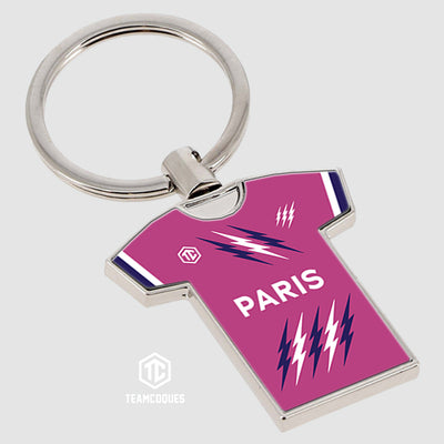 Porte-clés métal maillot rugby SF PARIS rose n°1 - TEAMCOQUES