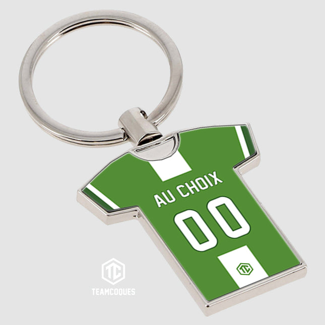 Porte-clés métal maillot foot SAINT-ETIENNE ASSE n°2 personnalisable - TEAMCOQUES