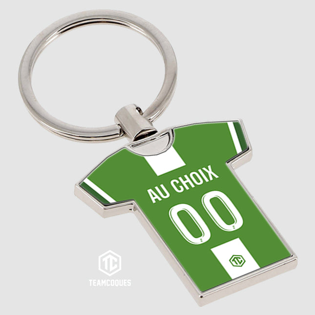 Porte-clés métal maillot foot SAINT-ETIENNE ASSE n°2 personnalisable - TEAMCOQUES