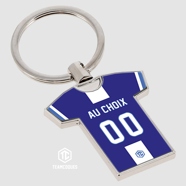 Porte-clés métal maillot foot STRASBOURG n°2 personnalisable - TEAMCOQUES