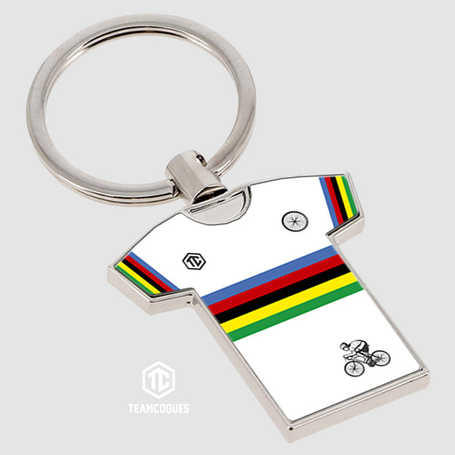 Porte-clés métal maillot vélo cyclisme MAILLOT ARC EN CIEL CHAMPION DU MONDE Tour de France - TEAMCOQUES