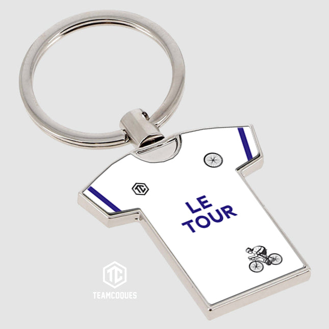 Porte-clés métal maillot vélo cyclisme MAILLOT BLANC Tour de France - TEAMCOQUES
