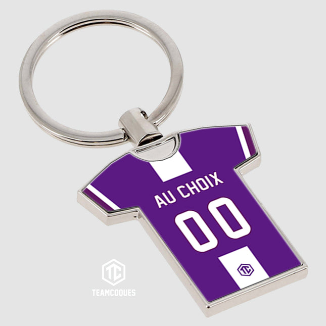 Porte-clés métal maillot foot TOULOUSE TFC n°2 personnalisable - TEAMCOQUES