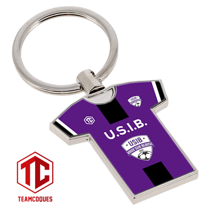 Porte-clés métal maillot foot amateur USIB VAUX SUR BLAISE personnalisable - TEAMCOQUES