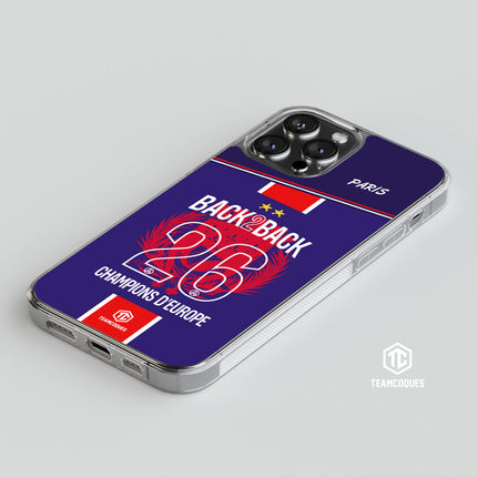 Coque foot PARIS SG COLLECTOR 2026 - CHAMPIONS D'EUROPE - MAILLOT 2 ÉTOILES - CHAMPIONS LEAGUE BACK TO BACK BACK2BACK - TEAMCOQUES