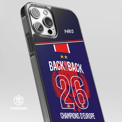Coque foot PARIS SG COLLECTOR 2026 - CHAMPIONS D'EUROPE - MAILLOT 2 ÉTOILES - CHAMPIONS LEAGUE BACK TO BACK BACK2BACK - TEAMCOQUES