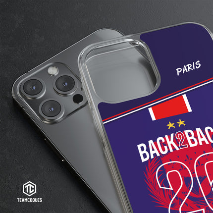 Coque foot PARIS SG COLLECTOR 2026 - CHAMPIONS D'EUROPE - MAILLOT 2 ÉTOILES - CHAMPIONS LEAGUE BACK TO BACK BACK2BACK - TEAMCOQUES