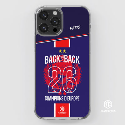 Coque foot PARIS SG COLLECTOR 2026 - CHAMPIONS D'EUROPE - MAILLOT 2 ÉTOILES - CHAMPIONS LEAGUE BACK TO BACK BACK2BACK - TEAMCOQUES