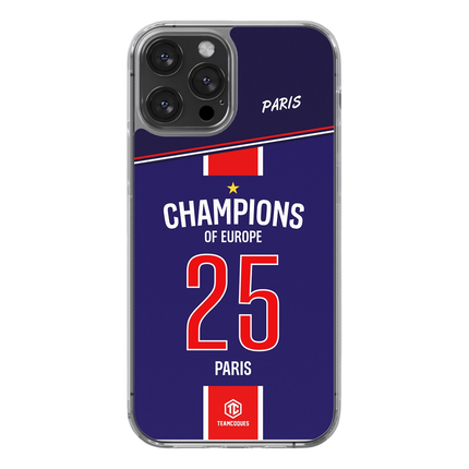Coque foot PARIS SG COLLECTOR CHAMPIONS D'EUROPE CHAMPIONS LEAGUE 2025 MAILLOT - TEAMCOQUES