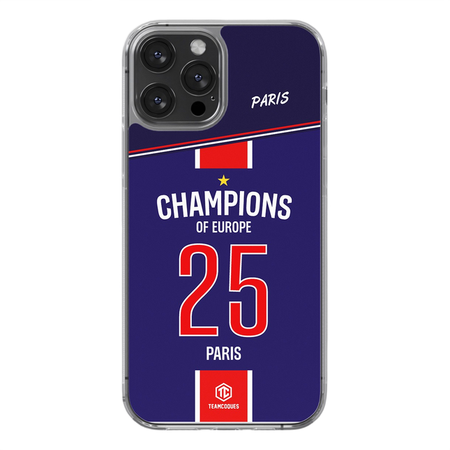 Coque foot PARIS SG COLLECTOR CHAMPIONS D'EUROPE CHAMPIONS LEAGUE 2025 MAILLOT - TEAMCOQUES