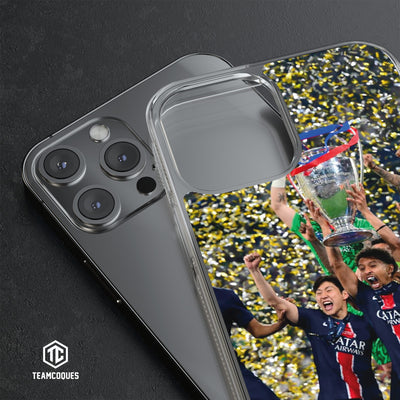 Coque foot PANAME PARIS CHAMPIONS D'EUROPE 2025 MARQUINHOS TROPHEE CHAMPIONS LEAGUE 2 - TEAMCOQUES