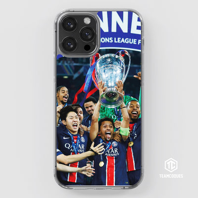 Coque foot PARIS SG PSG CHAMPIONS D'EUROPE 2025 MARQUINHOS TROPHEE CHAMPIONS LEAGUE - TEAMCOQUES