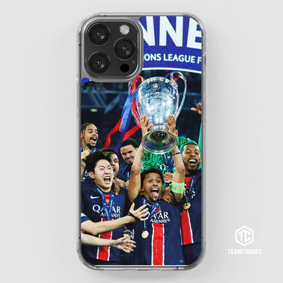 Coque foot PANAME PARIS CHAMPIONS D'EUROPE 2025 MARQUINHOS TROPHEE CHAMPIONS LEAGUE 1 - TEAMCOQUES