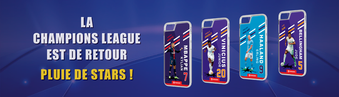 TEAMCOQUES - Coques de smartphones personnalisables - La Champions League est de retour, Pluie de stars ! PSG Real Madrid Manchester City Bayern Munich Barcelone Barça MBappé Vinicius Haaland Bellingham Kane