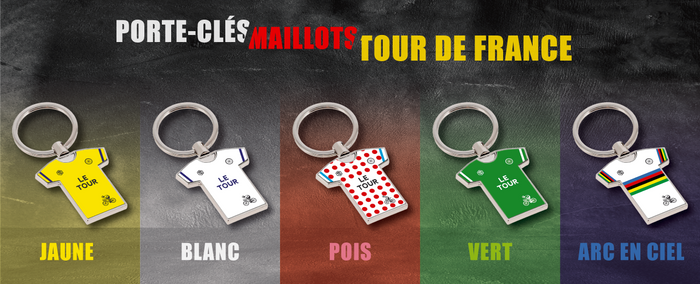 TEAMCOQUES - Porte-Clés Maillots Tour de France Jaune Vert Blanc à Pois Arc en Ciel