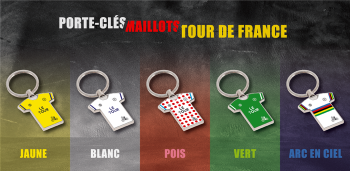 TEAMCOQUES - Porte-Clés Maillots Tour de France Jaune Vert Blanc à Pois Arc en Ciel
