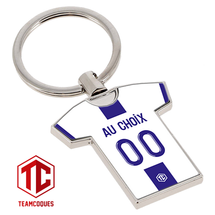 Porte-clés métal maillot foot AUXERRE n°2 personnalisable - TEAMCOQUES