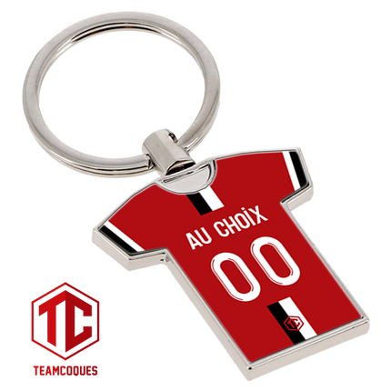 Porte-clés métal maillot foot DIJON FCO DFCO n°2 personnalisable - TEAMCOQUES