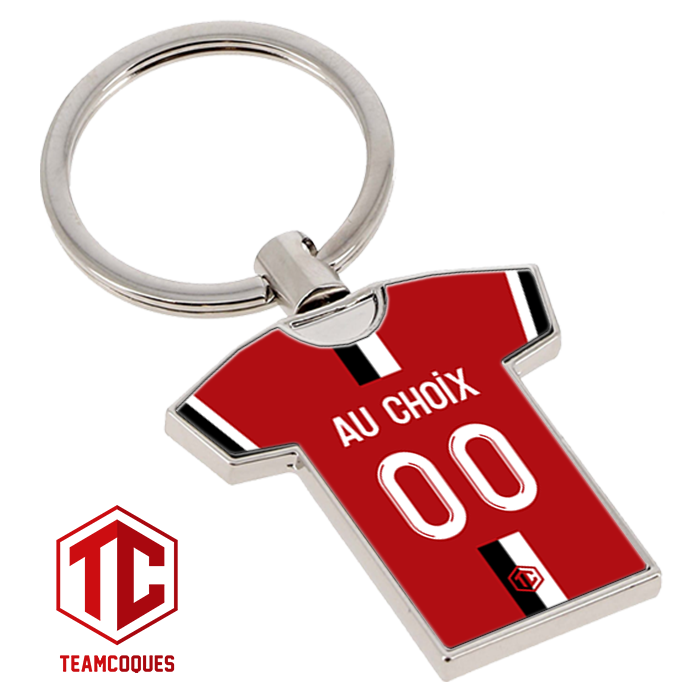 Porte cles metal maillot foot DIJON FCO DFCO n 2 personnalisable TEAMCOQUES