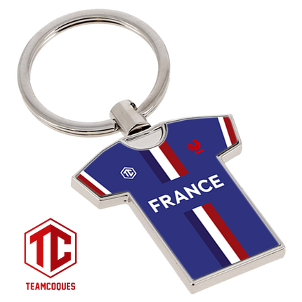 Porte-clés métal maillot rugby XV FRANCE RUGBY n°1 - TEAMCOQUES