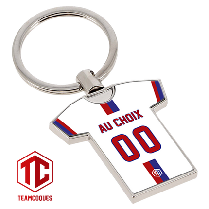 Porte-clés métal maillot foot LYON OL n°2 personnalisable - TEAMCOQUES
