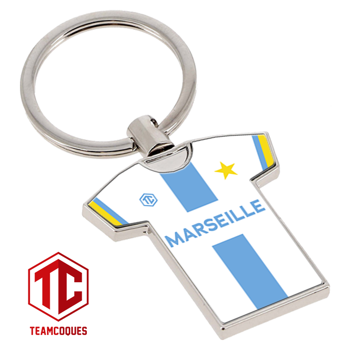 Porte-clés métal maillot foot MARSEILLE OM n°2 personnalisable – TEAMCOQUES