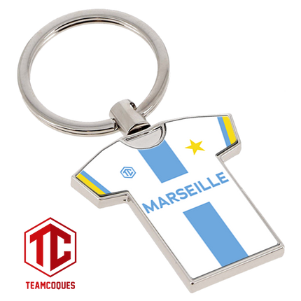 Porte-clés métal maillot foot MARSEILLE OM n°1 - TEAMCOQUES