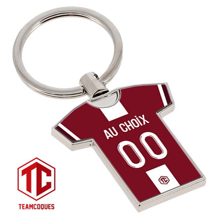 Porte-clés métal maillot foot METZ n°2 personnalisable - TEAMCOQUES