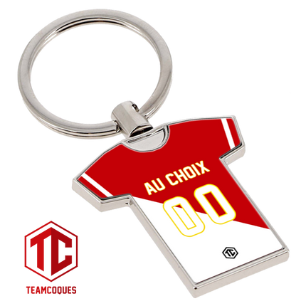 Porte-clés métal maillot foot MONACO ASM n°2 personnalisable - TEAMCOQUES