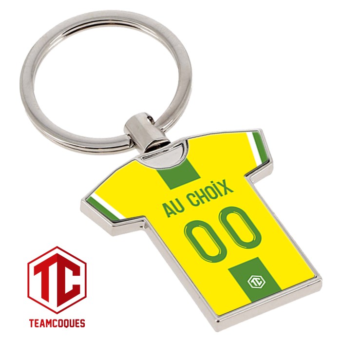 Porte-clés métal maillot foot NANTES n°2 personnalisable - TEAMCOQUES